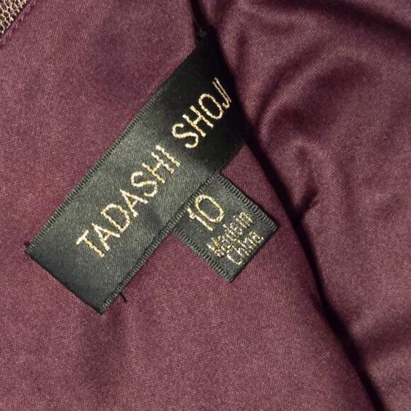 Tadashi Shoji Burgundy Corded Embroidery On Tulle Cap Sleeve Sheath Dress SZ 10 - Picture 8 of 9